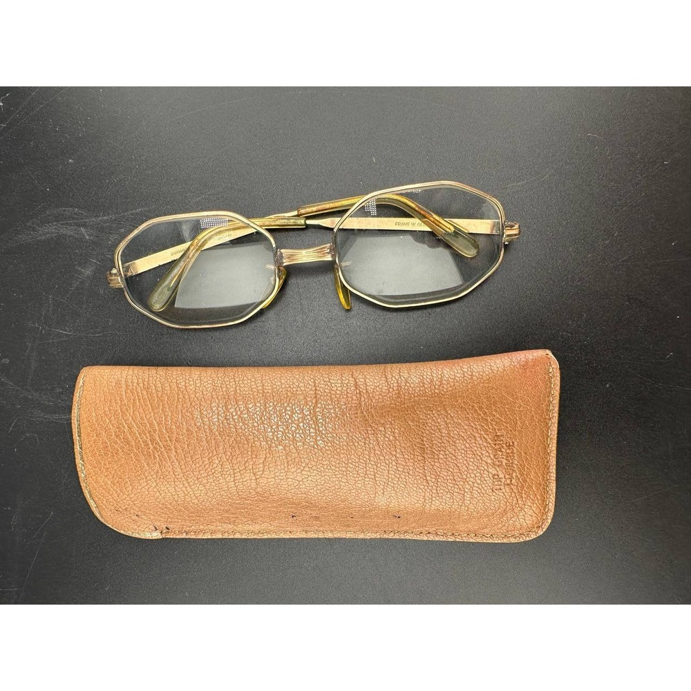 Vintage 12K Gold Filled Octagon Eyeglasses West Germany Leather Case 051 (41) - Picture 2 of 9